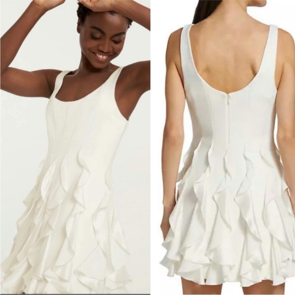 Cinq a Sept Madlin White Ruffle Mini Dress